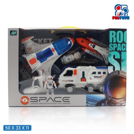 طقم ألعاب محطة فضاء مع صاروخ ورواد فضاء